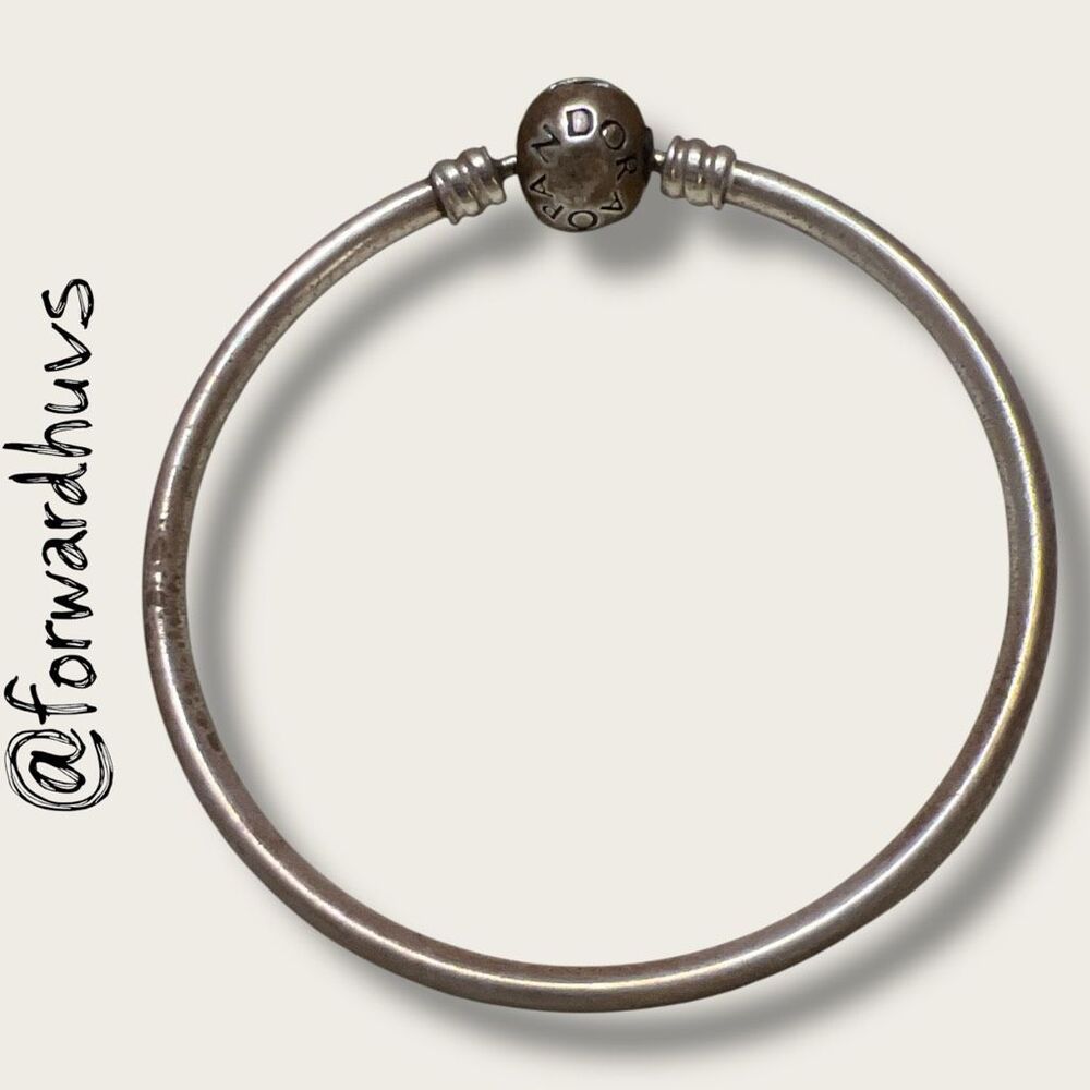 Pandora Sterling Silver Bangle Bracelet – Round Logo Clasp